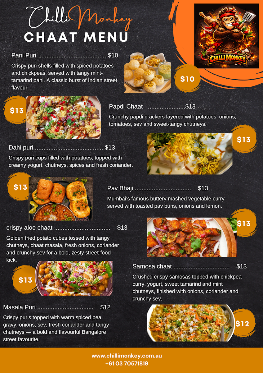 Menu, Chilli Monkey