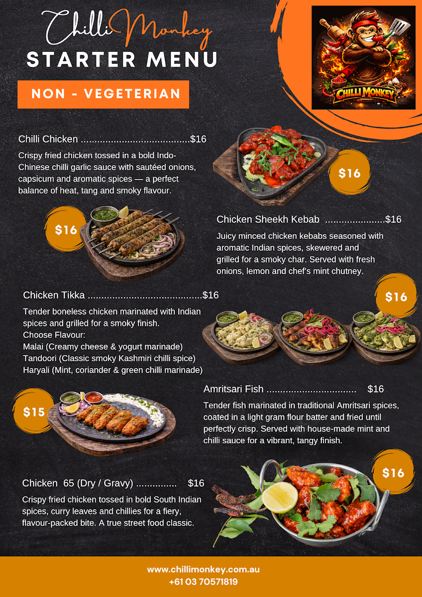 Menu, Chilli Monkey
