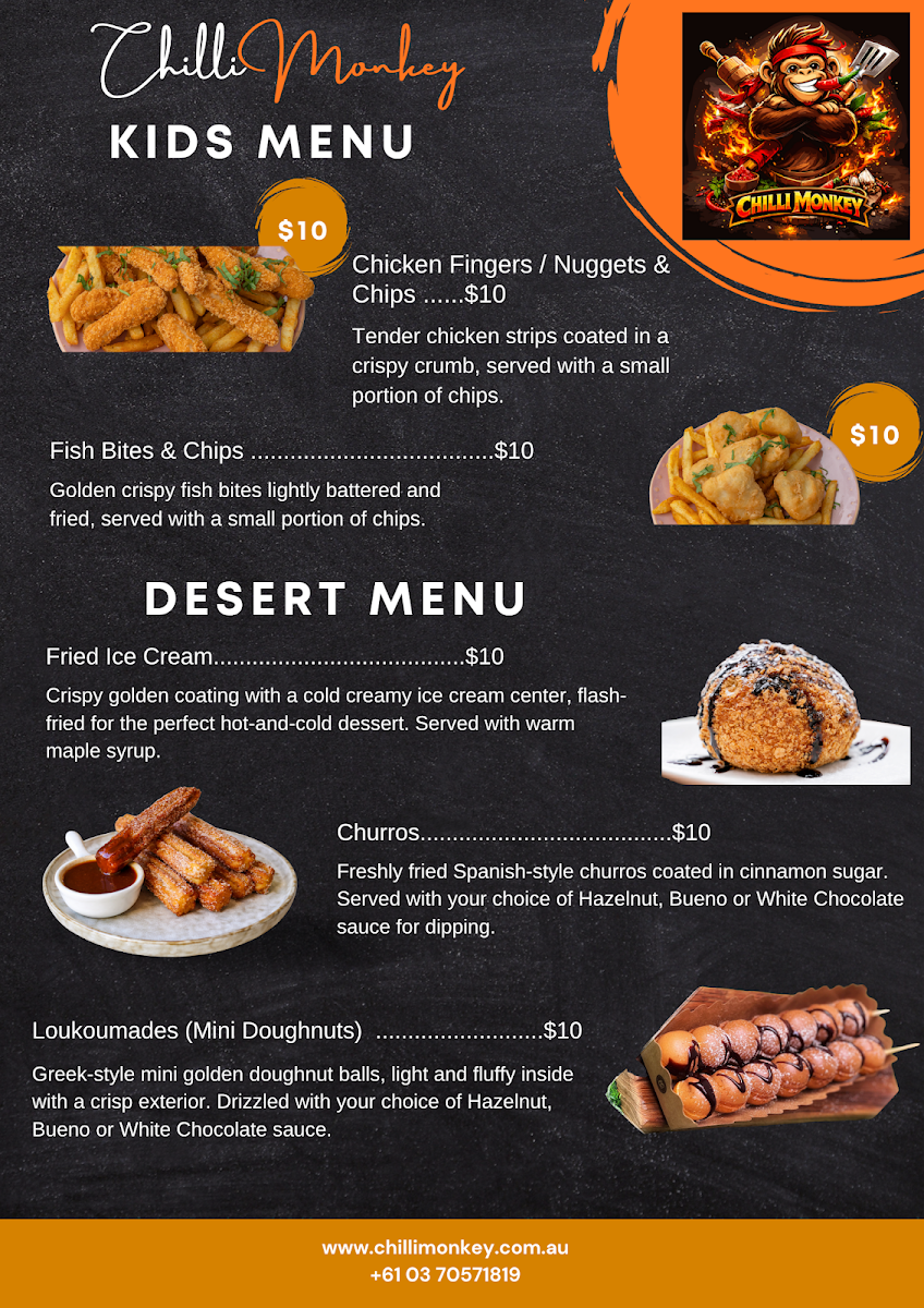 Menu, Chilli Monkey