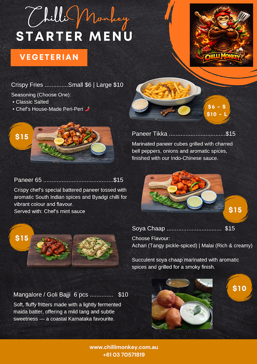 Menu, Chilli Monkey
