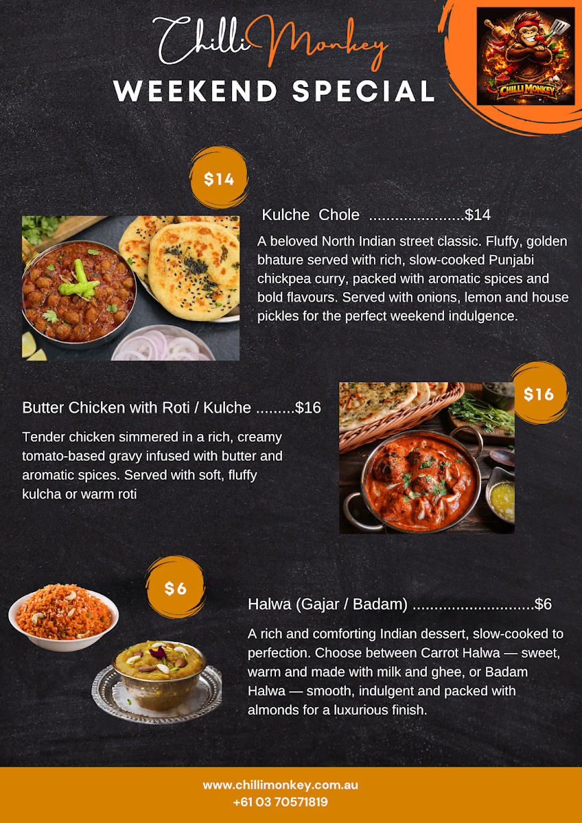Menu, Chilli Monkey