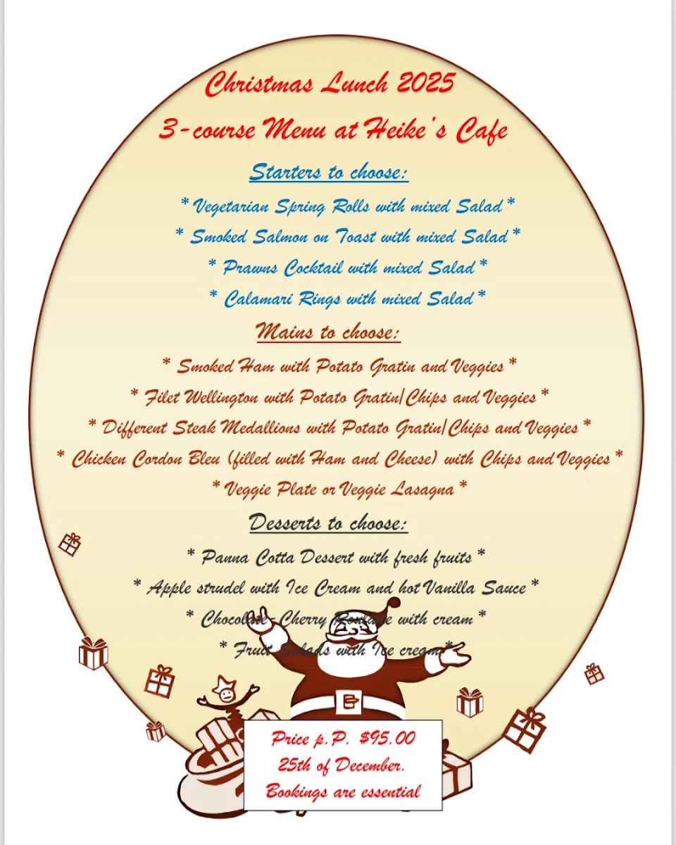 Menu, Heike's Cafe