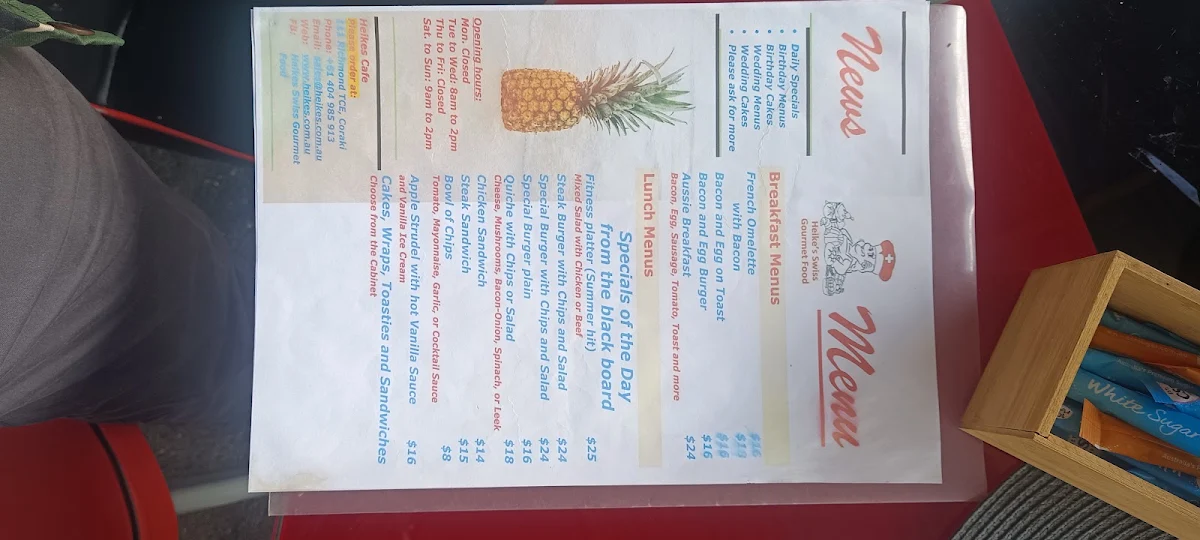 Menu, Heike's Cafe