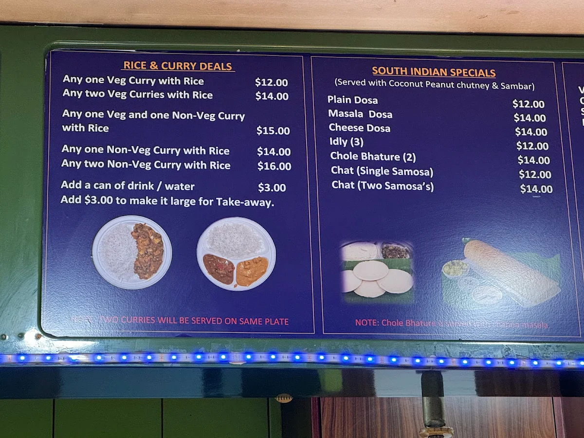 Menu, Siris Food Paradise