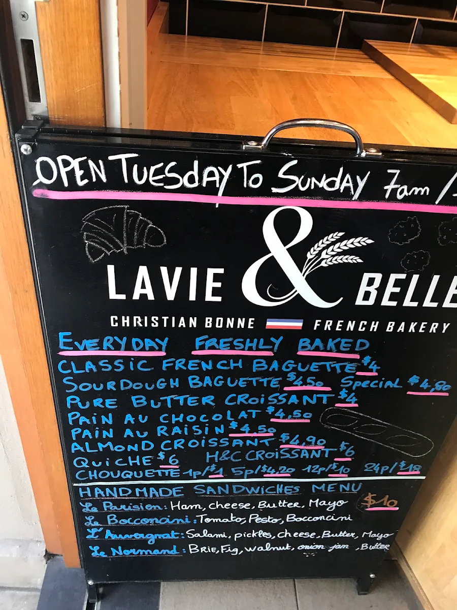 Menu, Lavie & Belle Bakery Surry Hills