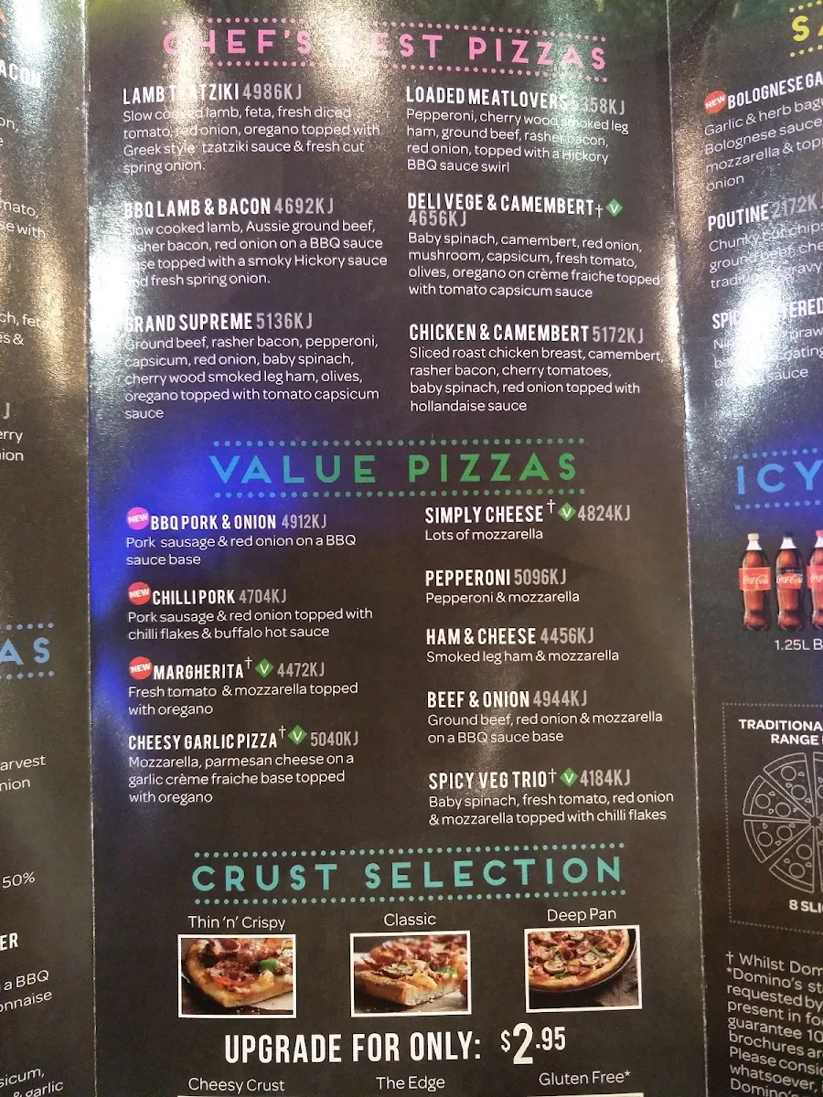 Menu, Domino's Pizza Cabramatta
