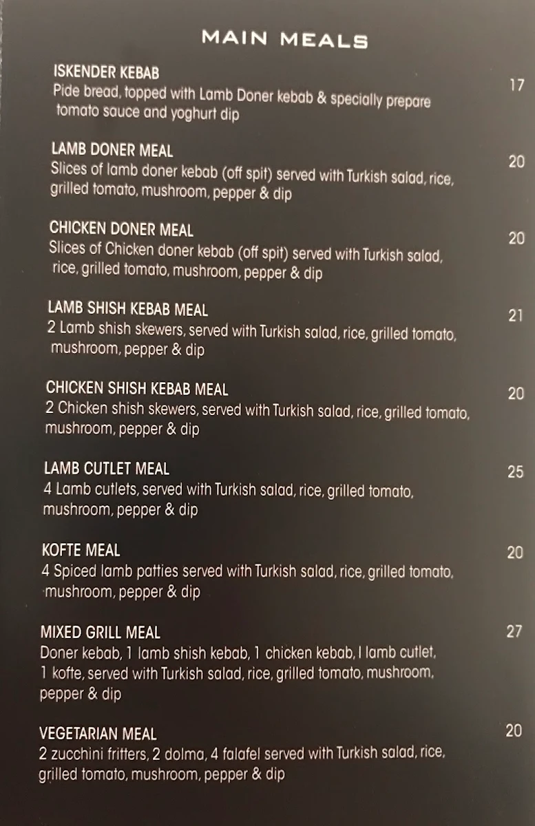 Menu, Marmaris Hampton