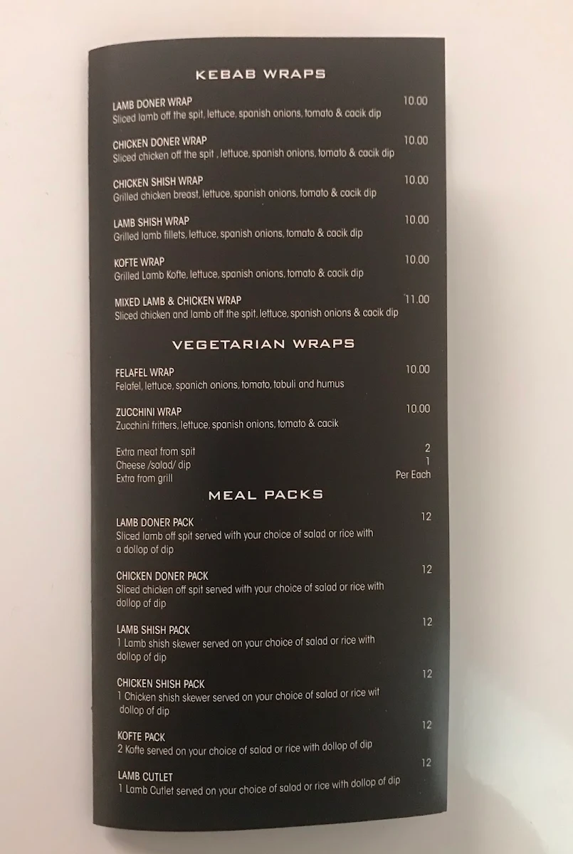 Menu, Marmaris Hampton