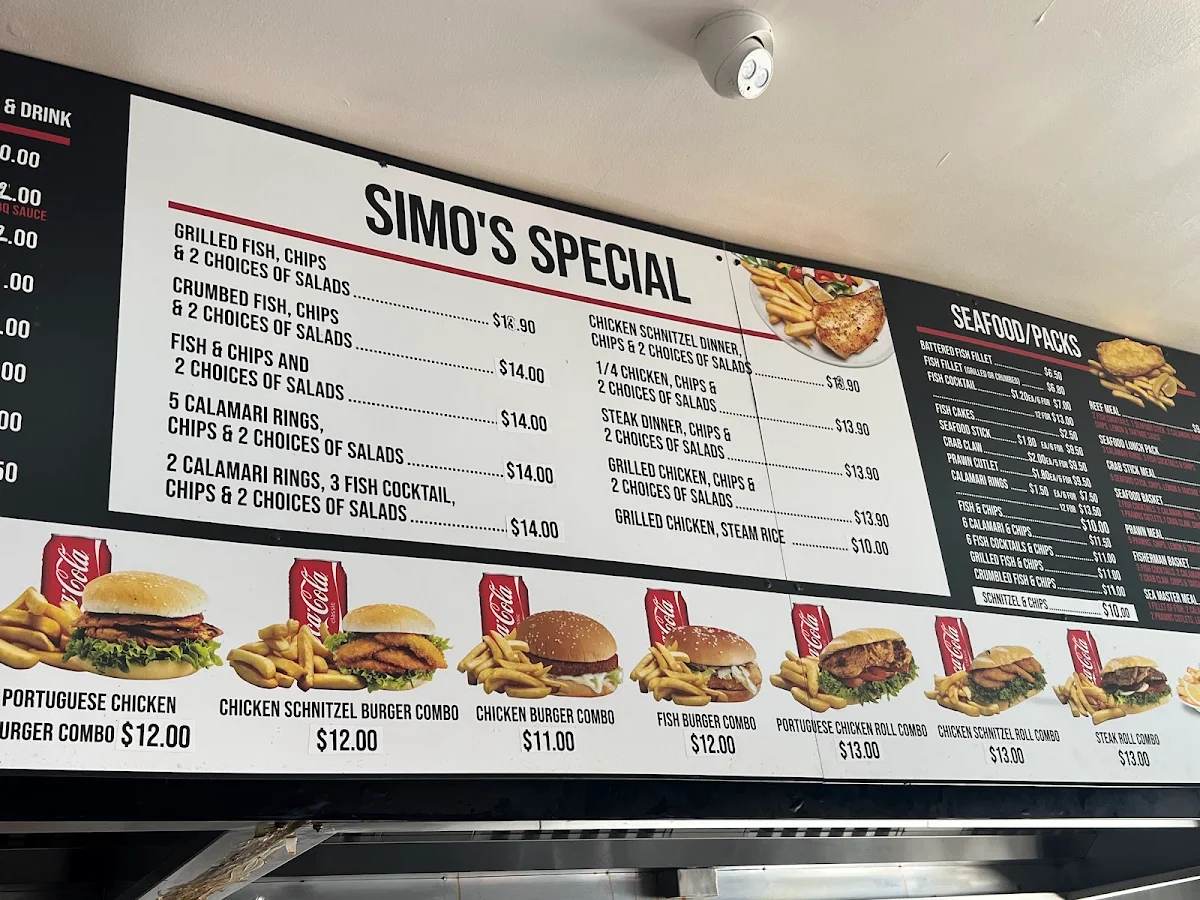 Menu, Simos Take Away