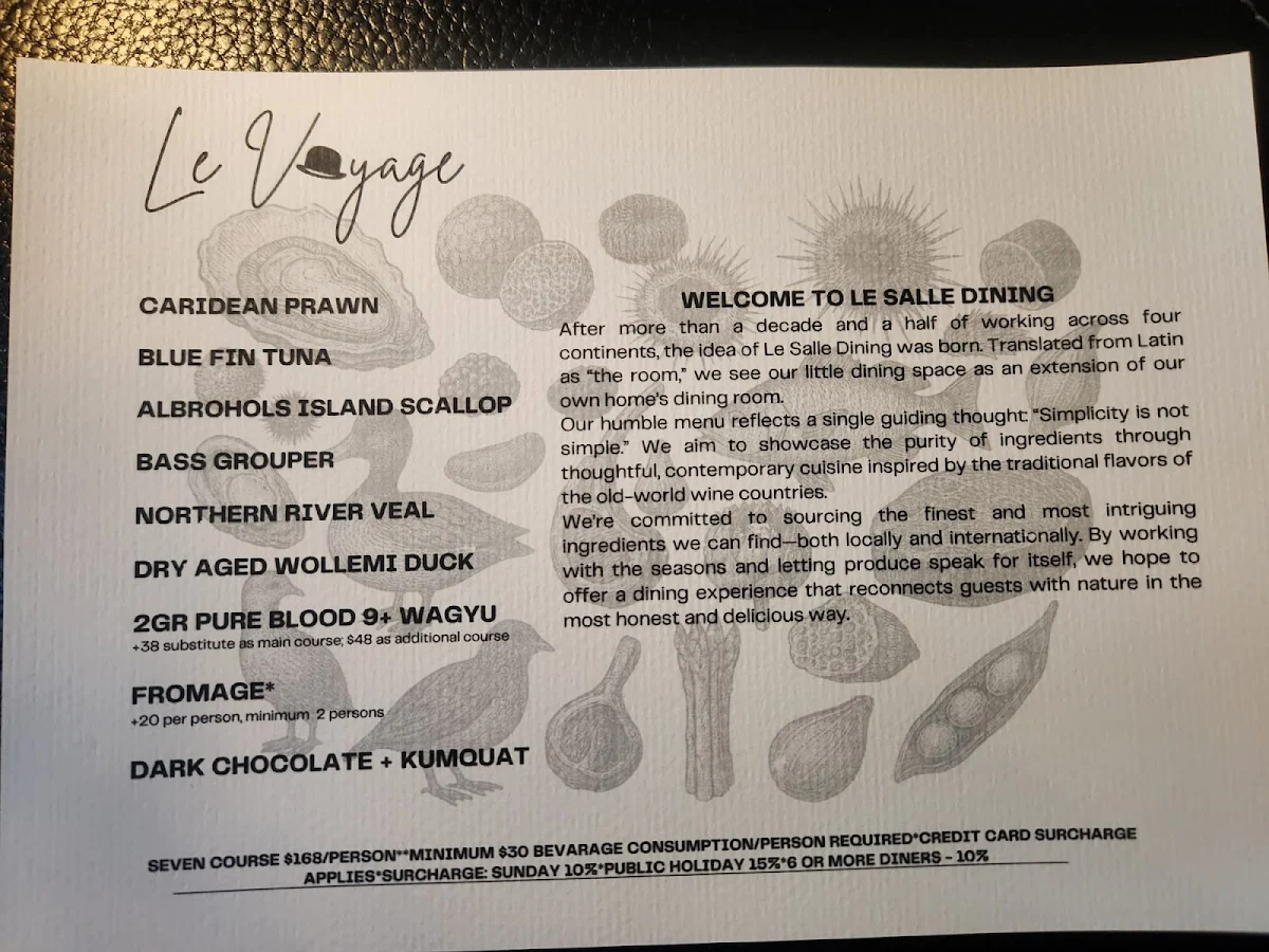 Menu, Le Salle Dining by Bar Chaplin