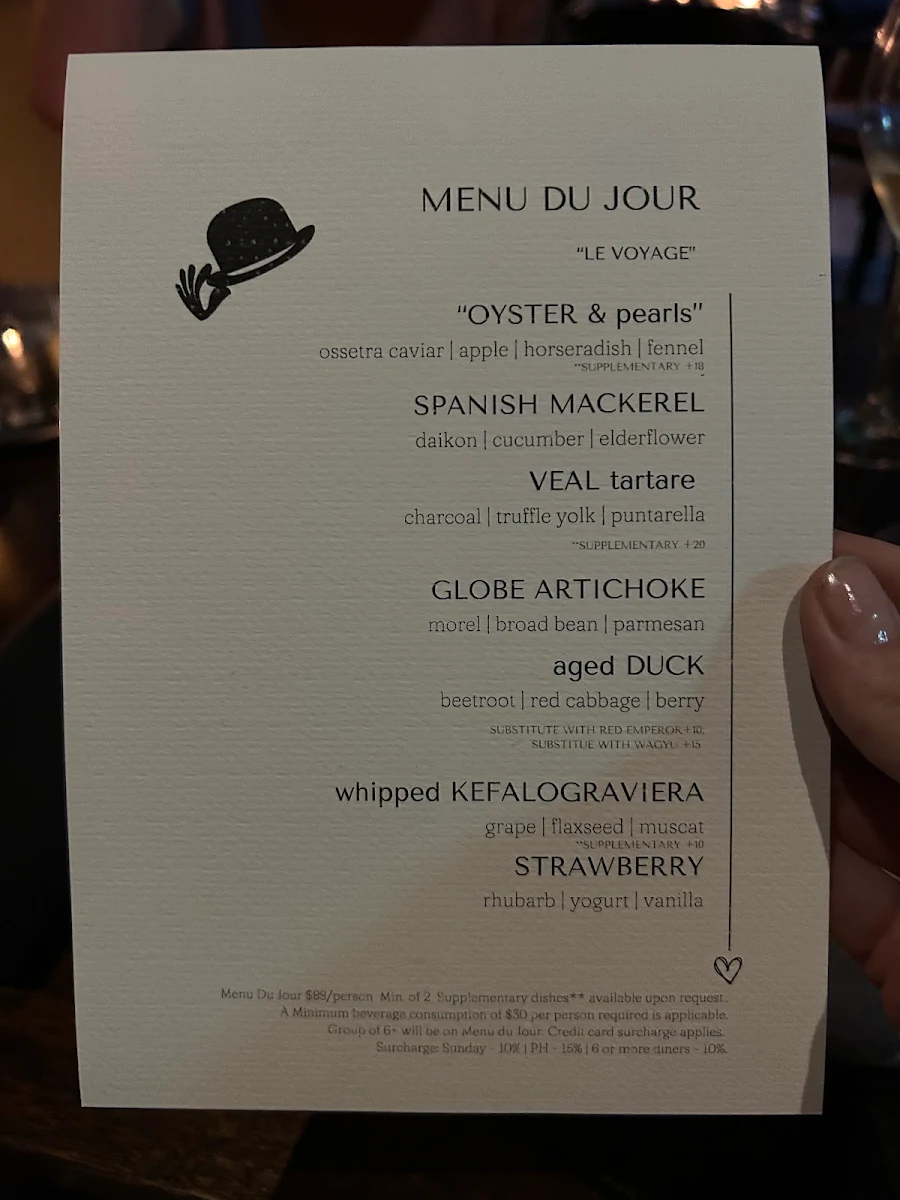 Menu, Le Salle Dining by Bar Chaplin