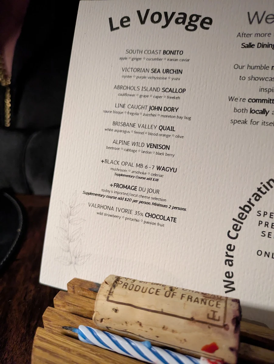 Menu, Le Salle Dining by Bar Chaplin