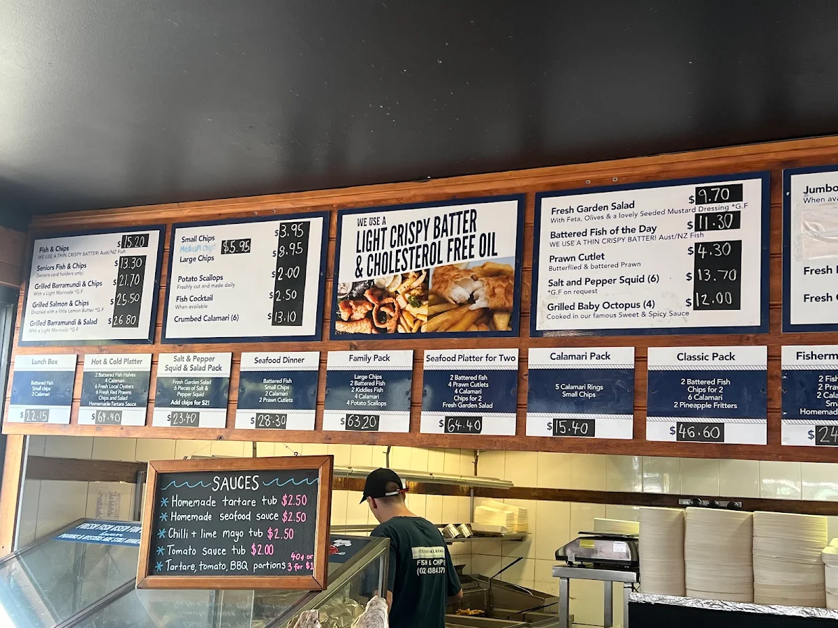 Menu, Terrigal Beach Fish and Chip co