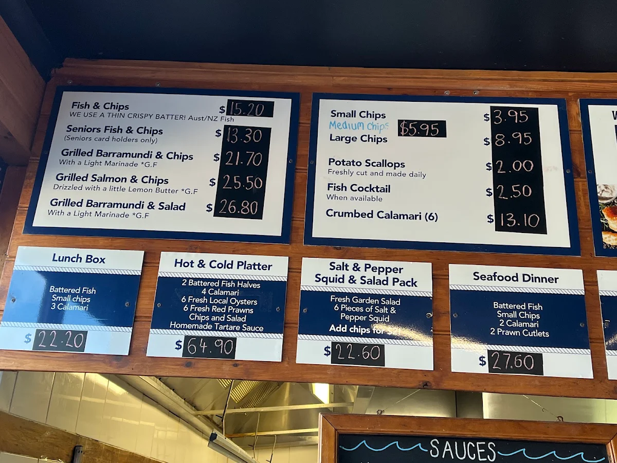 Menu, Terrigal Beach Fish and Chip co