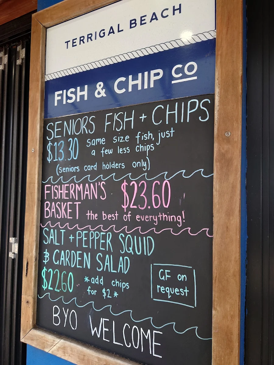 Menu, Terrigal Beach Fish and Chip co