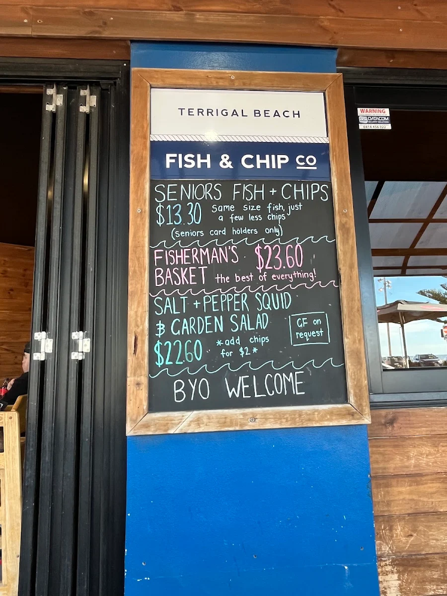 Menu, Terrigal Beach Fish and Chip co