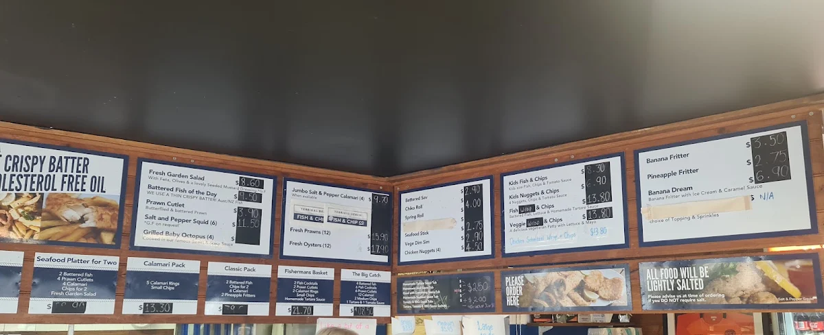 Menu, Terrigal Beach Fish and Chip co