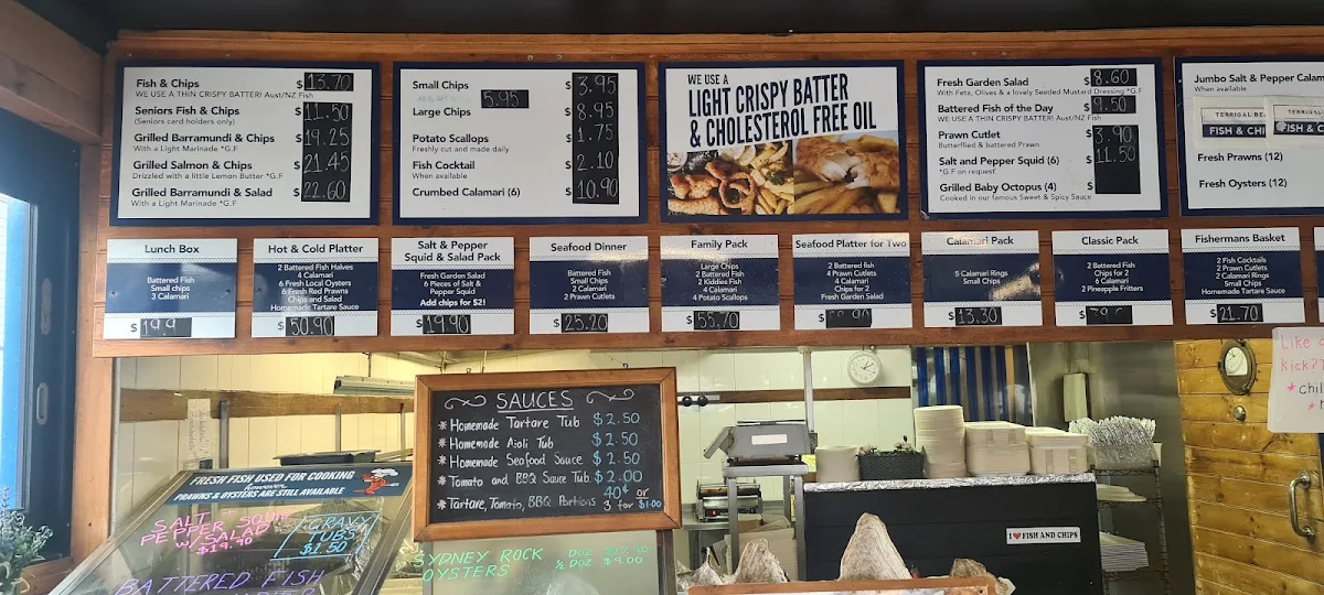 Menu, Terrigal Beach Fish and Chip co