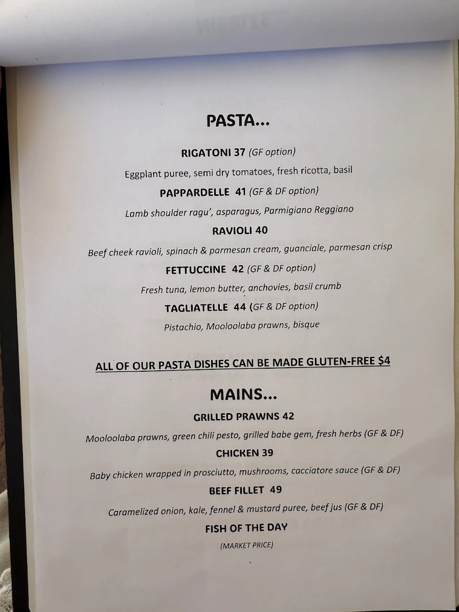 Menu, Zibros | Italian restaurant Sicilian inspired