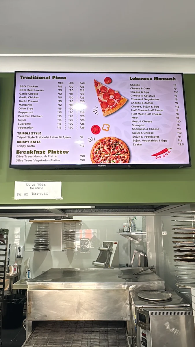 Menu, Olive tree bakery