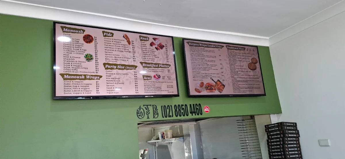 Menu, Olive tree bakery