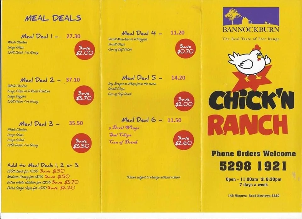 Menu, Chick'n Ranch