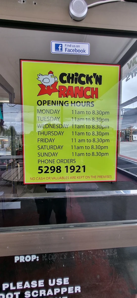 Menu, Chick'n Ranch