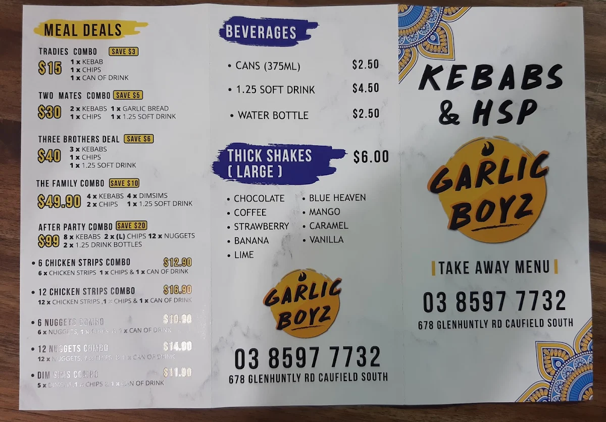 Menu, GarlicBoyz - Caufield South