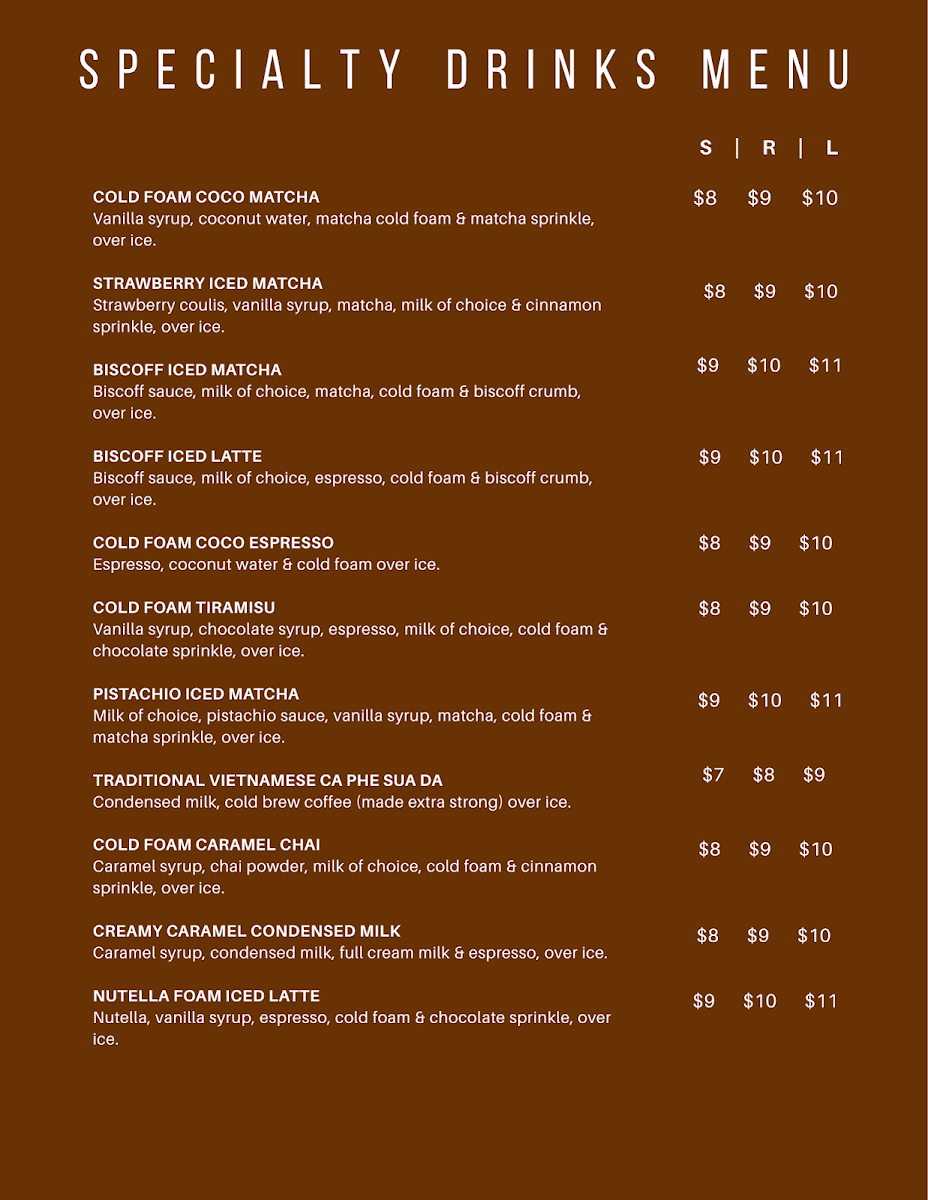 Menu, Peachi