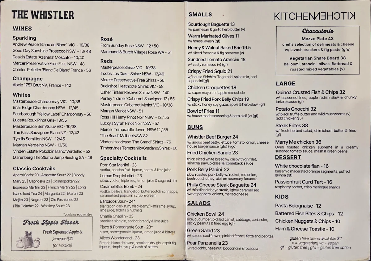 Menu, The Whistler