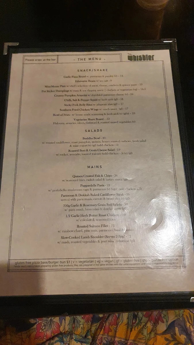 Menu, The Whistler