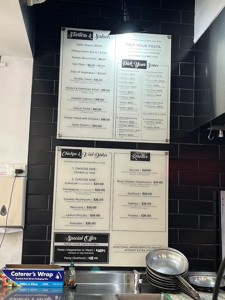 Menu, Pasta La Vista Kogarah
