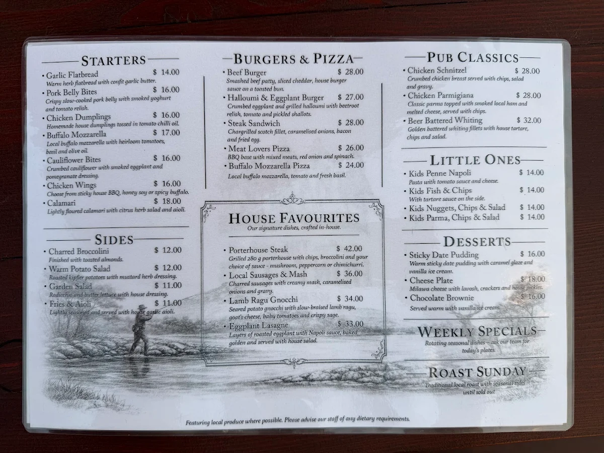 Menu, Hunt Club Hotel