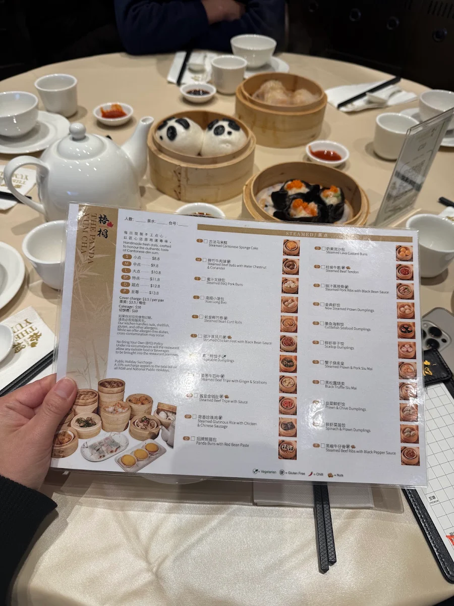 Menu, The Panda Yum Cha Chadstone