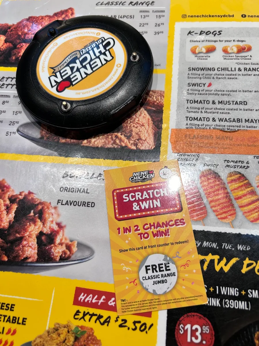 Menu, Nene Chicken (George Street)