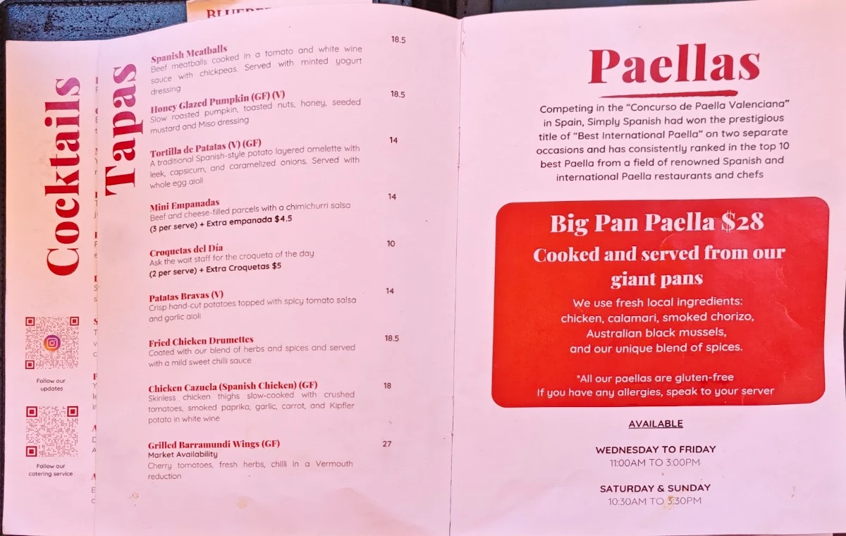 Menu, Simply Spanish