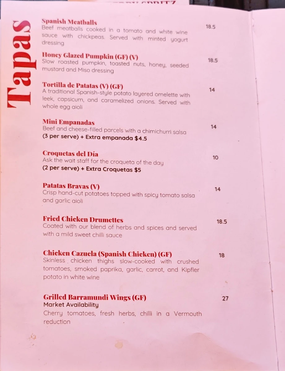 Menu, Simply Spanish