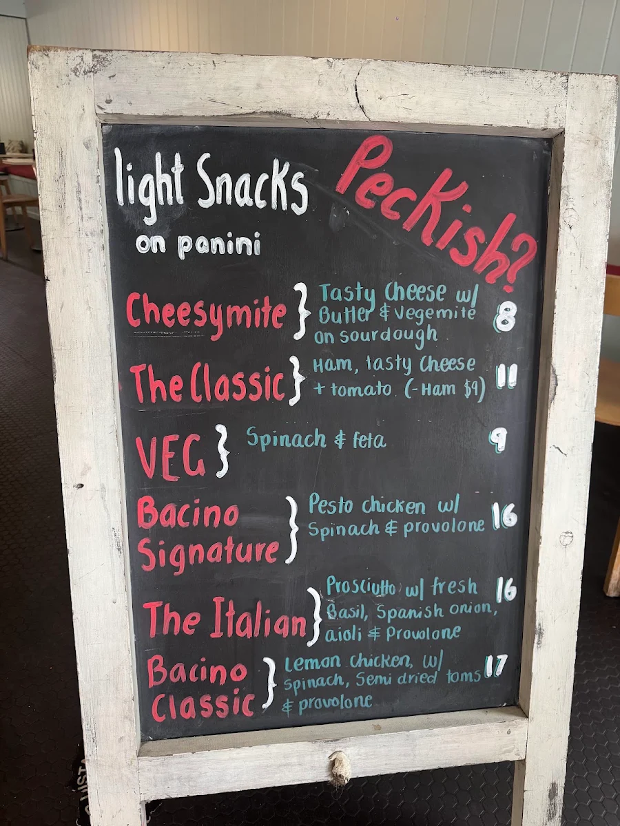 Menu, Bacino Espresso Mona Vale Beach