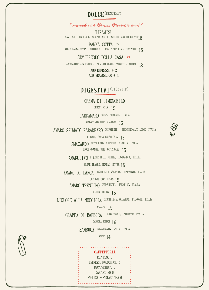 Menu, Casa Mariotti