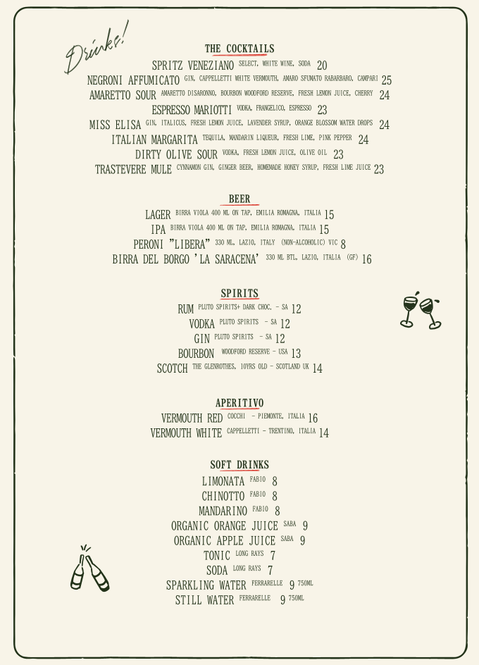 Menu, Casa Mariotti