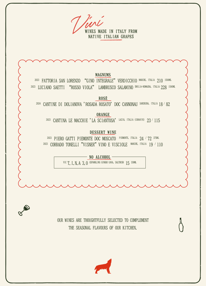 Menu, Casa Mariotti