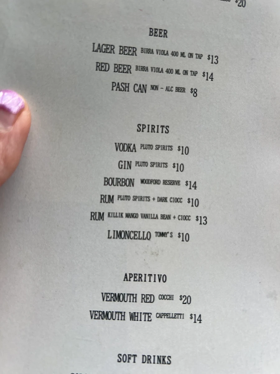 Menu, Casa Mariotti