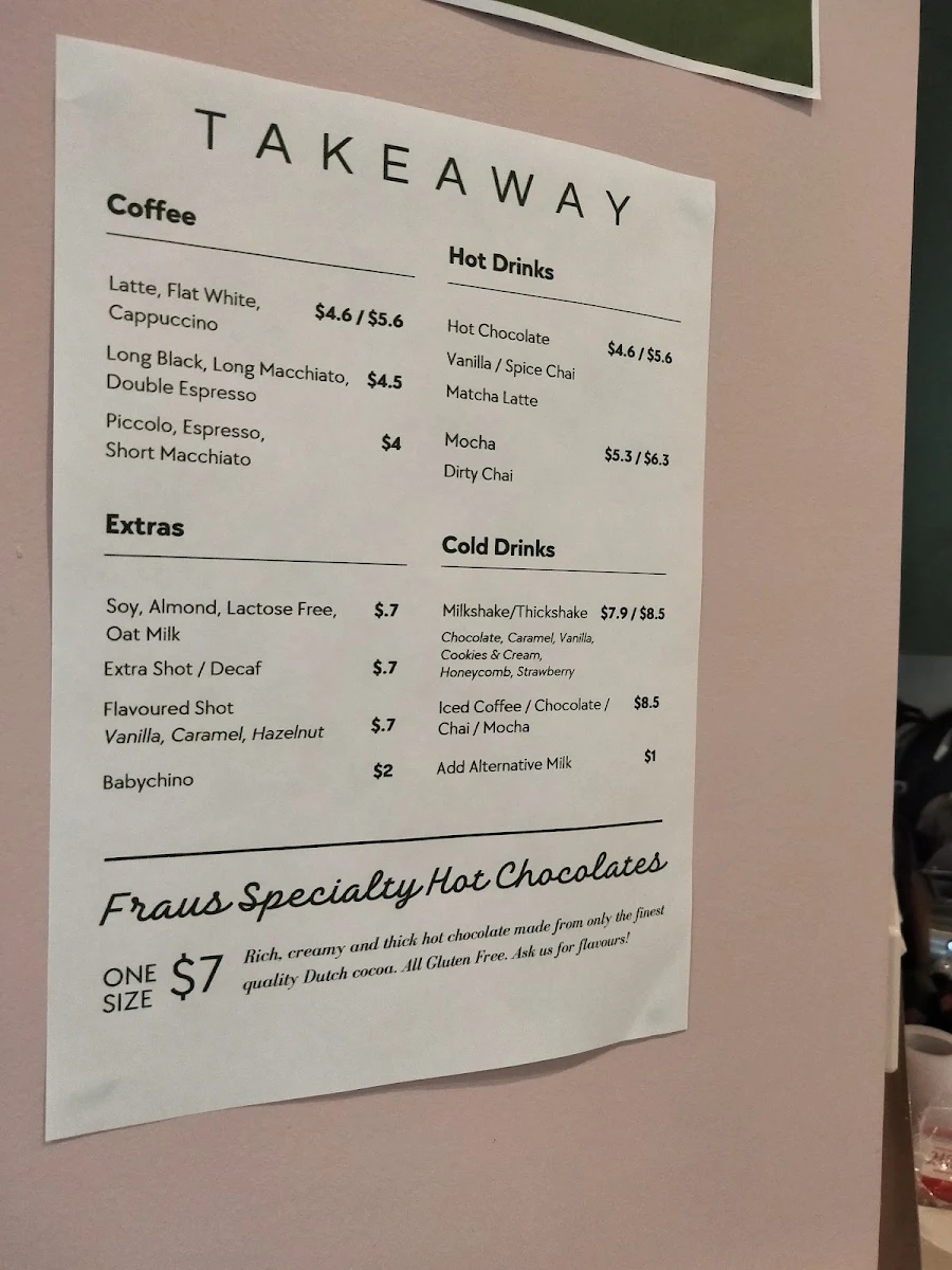 Menu, Hot Chocolate House