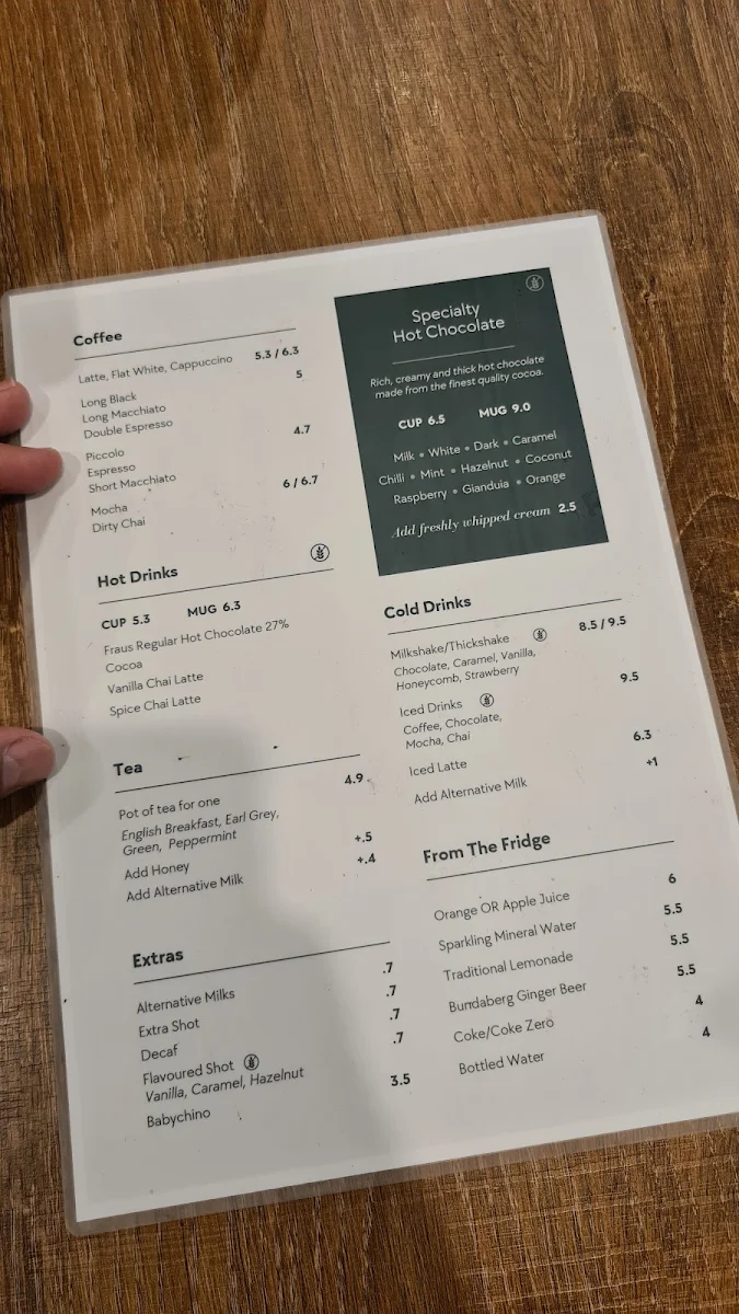 Menu, Hot Chocolate House