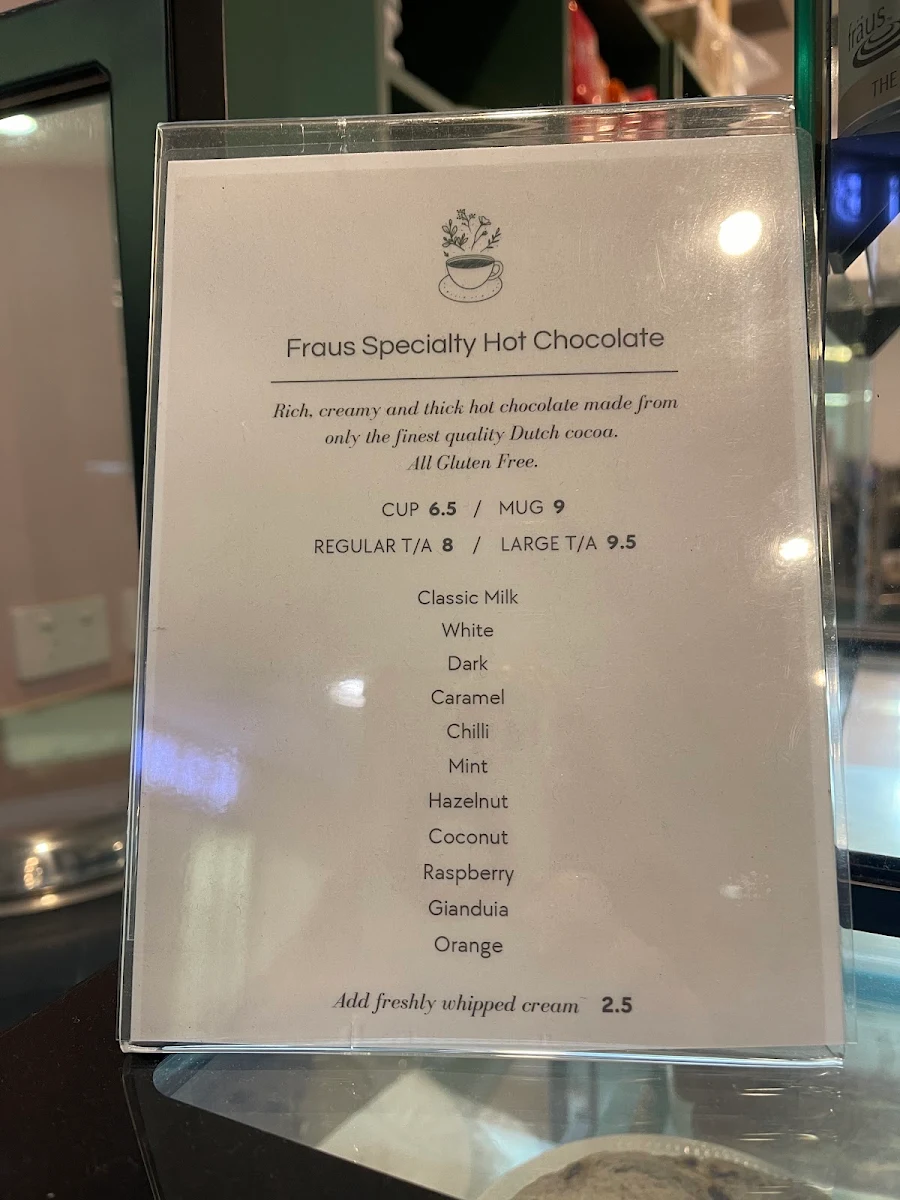 Menu, Hot Chocolate House