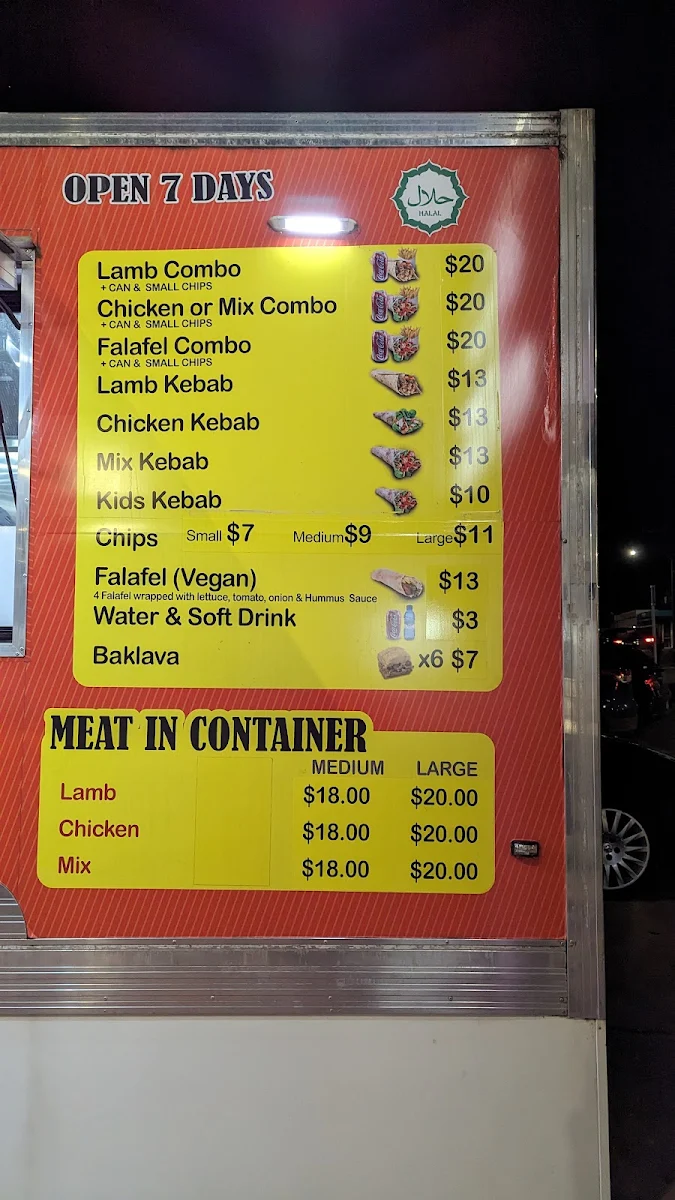 Menu, Royal Kebabs 88