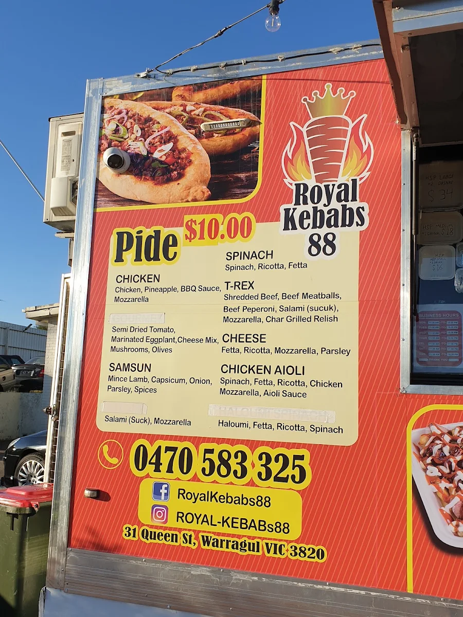 Menu, Royal Kebabs 88