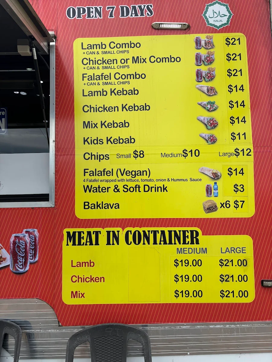 Menu, Royal Kebabs 88