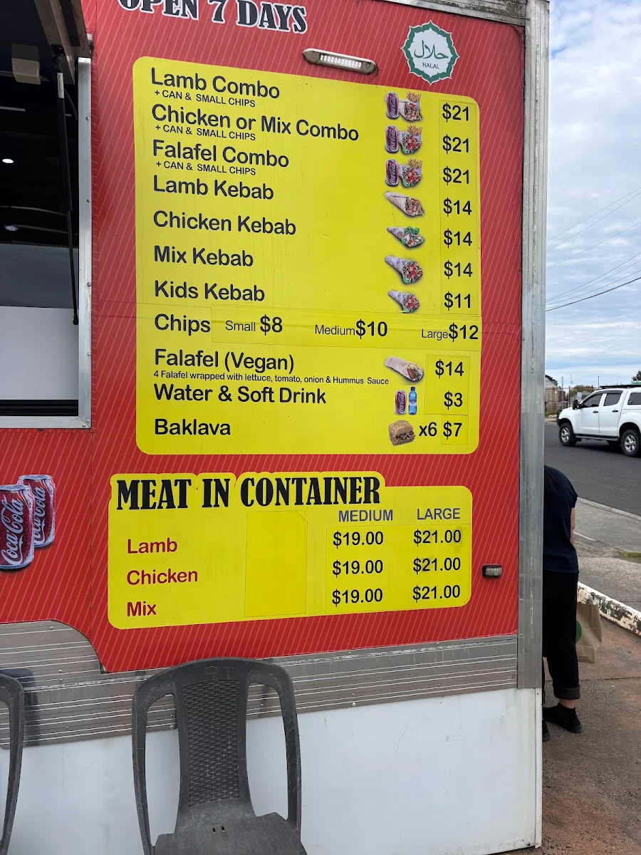 Menu, Royal Kebabs 88