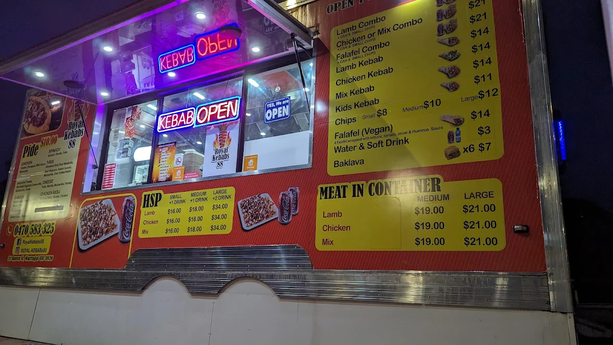 Menu, Royal Kebabs 88